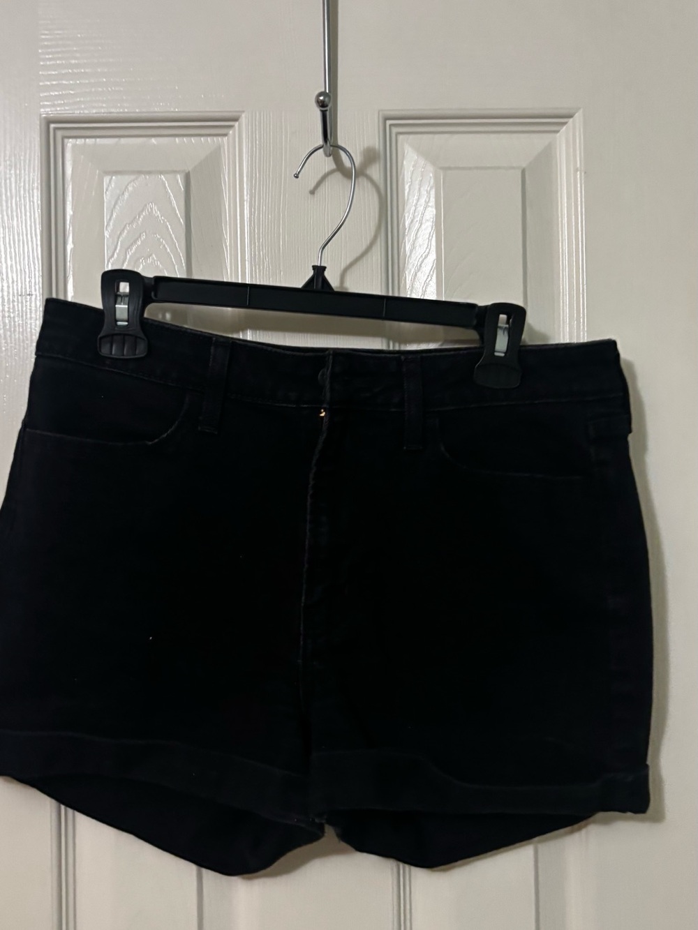 Women's Black High-Waist Denim Shorts